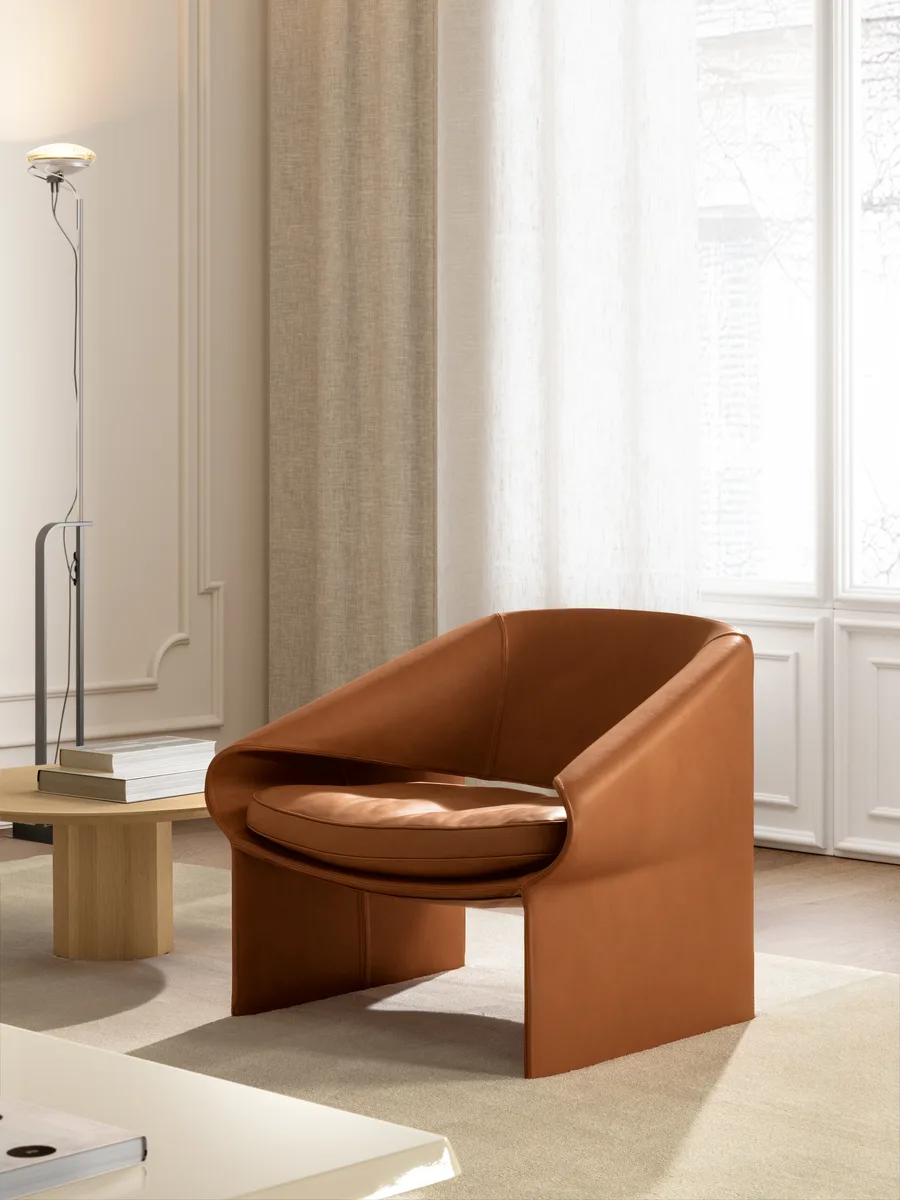 Fauteuil in cognackleurig leer uit Talenti Home