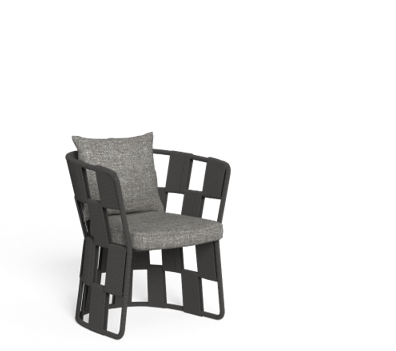 Scacco donker grijze stoel met geblokte rope design leuning