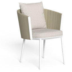 witte frame stoel met beige leuning